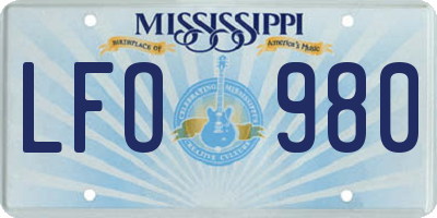 MS license plate LFO980