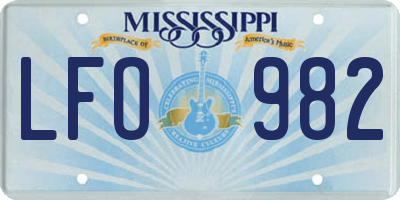 MS license plate LFO982