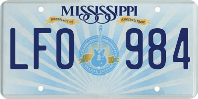 MS license plate LFO984