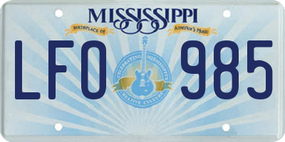 MS license plate LFO985