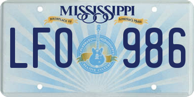 MS license plate LFO986