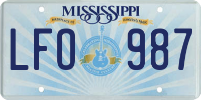 MS license plate LFO987
