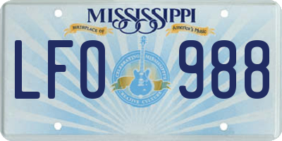 MS license plate LFO988