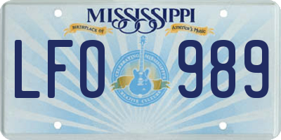 MS license plate LFO989