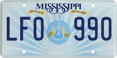 MS license plate LFO990