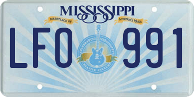 MS license plate LFO991