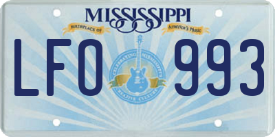 MS license plate LFO993