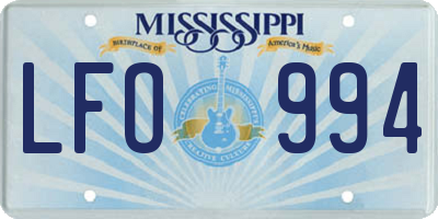 MS license plate LFO994