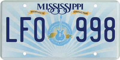 MS license plate LFO998