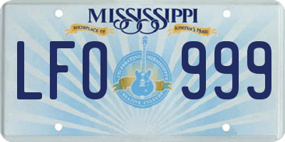 MS license plate LFO999