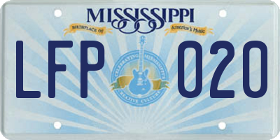 MS license plate LFP020