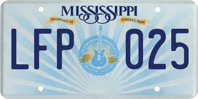 MS license plate LFP025