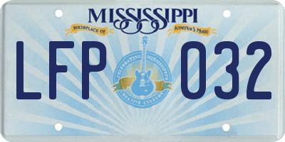 MS license plate LFP032