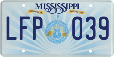 MS license plate LFP039