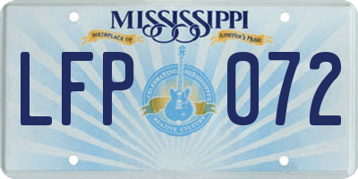 MS license plate LFP072