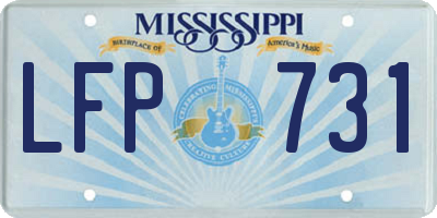 MS license plate LFP731