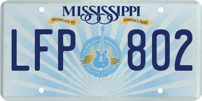 MS license plate LFP802