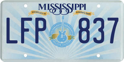 MS license plate LFP837