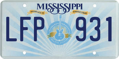 MS license plate LFP931