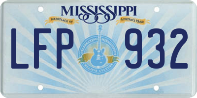 MS license plate LFP932