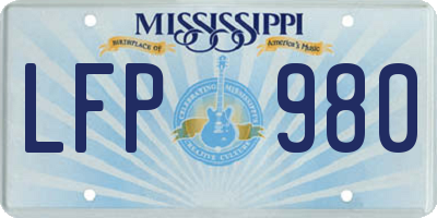 MS license plate LFP980