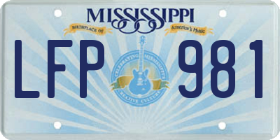 MS license plate LFP981