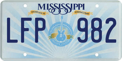 MS license plate LFP982