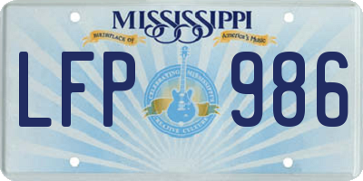 MS license plate LFP986