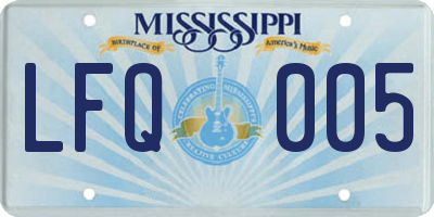 MS license plate LFQ005