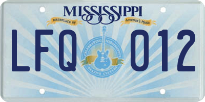 MS license plate LFQ012