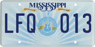 MS license plate LFQ013