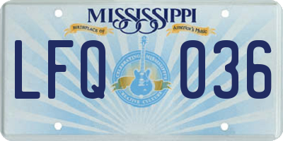 MS license plate LFQ036