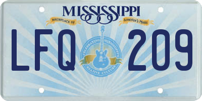 MS license plate LFQ209