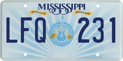 MS license plate LFQ231