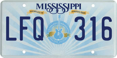 MS license plate LFQ316