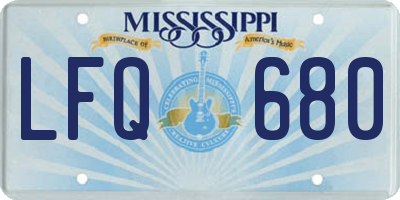 MS license plate LFQ680