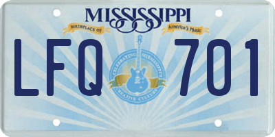 MS license plate LFQ701