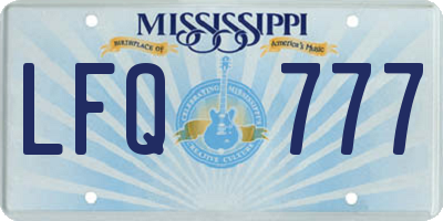 MS license plate LFQ777
