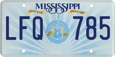 MS license plate LFQ785