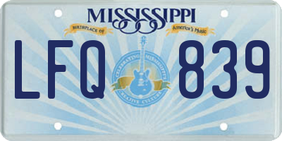 MS license plate LFQ839