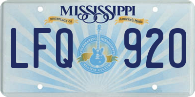 MS license plate LFQ920