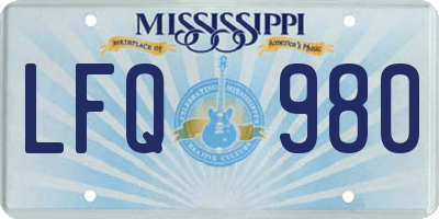 MS license plate LFQ980