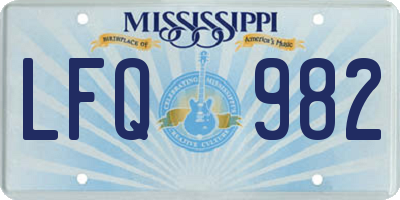 MS license plate LFQ982