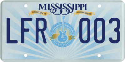 MS license plate LFR003