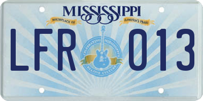 MS license plate LFR013