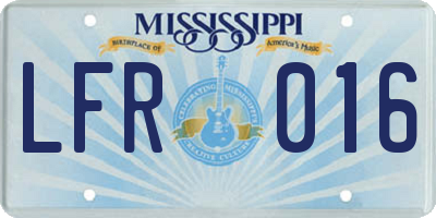 MS license plate LFR016