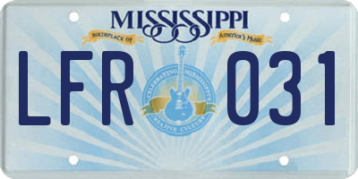 MS license plate LFR031