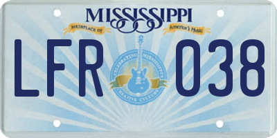 MS license plate LFR038
