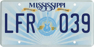 MS license plate LFR039