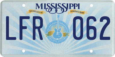 MS license plate LFR062